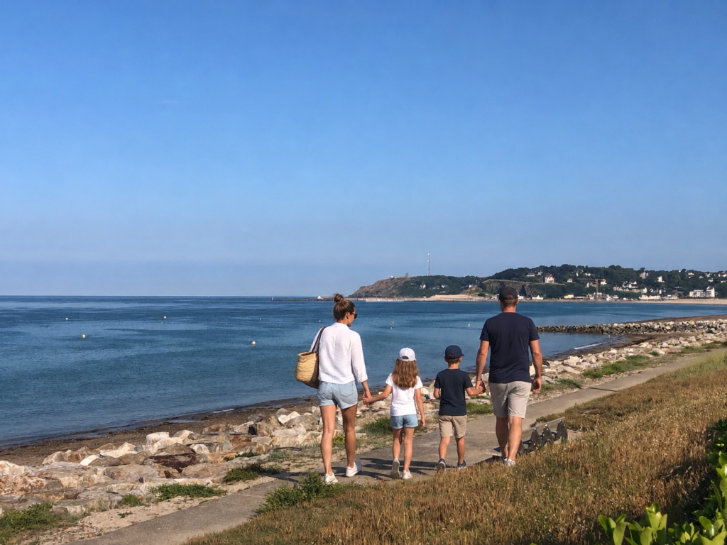 mille profitant de la plage de Barneville dans le Cotentin lors d'un séjour à l'Hôtel Café de Paris à Barneville Carteret dans le Cotentin en Normandie