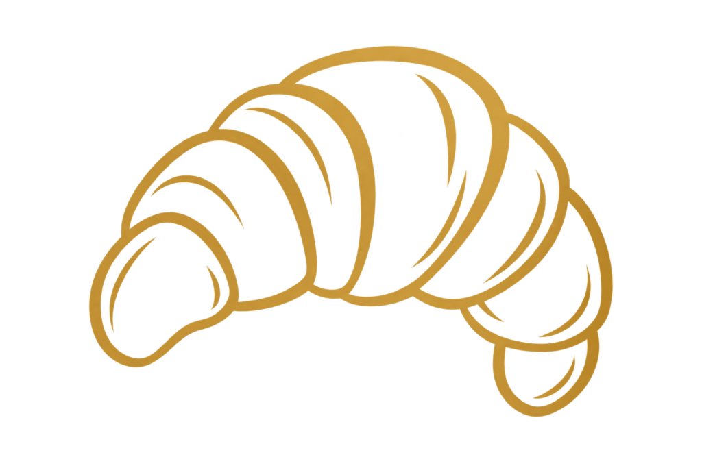 Pictogramme doré représentant un croissant pour le petit-déjeuner